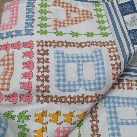 Handmade ABCs Blanket Baby‎ Unisex Size 50" x 42.5" Multicolor Animals Nursery - Picture 3 of 3